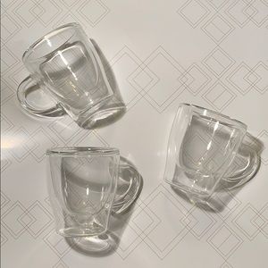 Dual wall glass espresso mugs